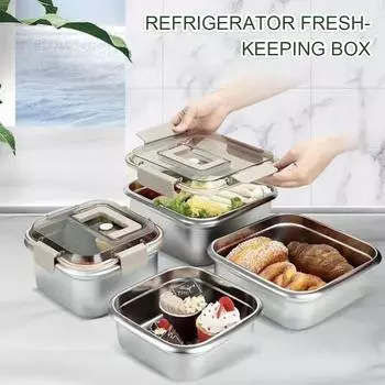 Контейнер для еды из нержавеющей стали с крышкой, многофункциональный холодильник, чехол для хранения школьных обедов