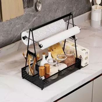 Контейнер для гриля на открытом воздухе, контейнер для пикника и барбекю для тарелок и столовых приборов с держателем для бумажных полотенец для кемпинга, контейнер для походной посуды для вечеринки серебряный