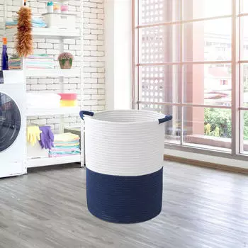 Контейнер для хранения белья и одеял в столовой или кухне синий