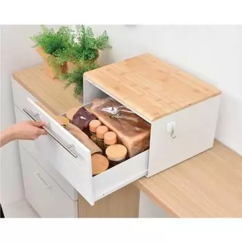 Контейнер для хранения Belca, ящик для хлеба, ширина 40 x глубина 35 x высота 25 см, белый кухонный ящик для хранения, выдвижной ящик для хлеба, тостер, ящик для хранения белый