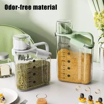 Контейнер для хранения еды Yousheng с герметичной банкой и мерным стаканом, компактный прозрачный контейнер для хранения сухих продуктов без бисфенола А с носиком для наливания 1.5 Liter