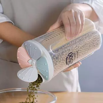 Контейнер для хранения хлопьев Кухонный ящик для хранения Ящик для хранения продуктов с крышками и отсеками для зерна, сахара, муки, риса, орехов, закусок 1500ML