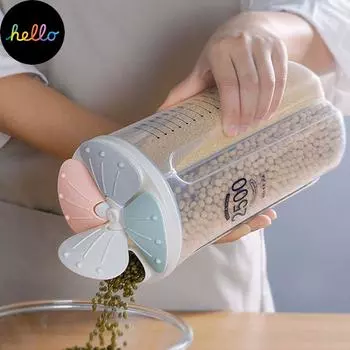 Контейнер для хранения хлопьев Кухонный ящик для хранения Ящик для хранения продуктов с крышками и отсеками для зерна, сахара, муки, риса, орехов, закусок 1500ML