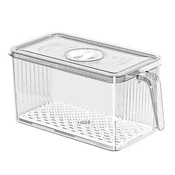 Контейнер для хранения холодильника с ручкой, прозрачный пластиковый ПЭТ-органайзер для кухонной канализации, коробка для холодильника, еда Conta