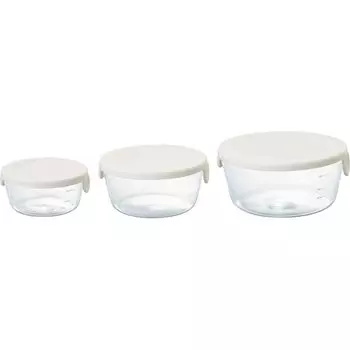 Контейнер для хранения из термостойкого стекла HARIO белого цвета, сделано в Японии SYTN-2518-OW, набор из 3 шт.