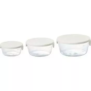 Контейнер для хранения из термостойкого стекла HARIO белого цвета, сделано в Японии SYTN-2518-OW, набор из 3 шт.