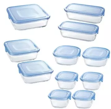 Контейнер для хранения из термостойкого стекла iwaki, синий, набор из 11 шт., для микроволновой печи и PS-NPR-11B