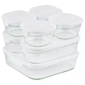 Контейнер для хранения из термостойкого стекла iwaki, квадратная упаковка, набор из 7 шт., белый, 200 мл x 4 шт., 500 мл x 2 шт., 1200 мл x 1 шт. & / / PS-PRN-7W