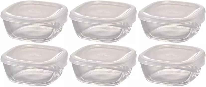 Контейнер для хранения из жаростойкого стекла HARIO, квадратный, 250 мл, сделано в Японии, BUONO, для кухни KST-25-TW, набор из 6 шт., прозрачный