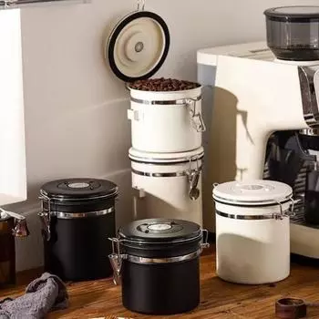 Контейнер для хранения кофейных зерен с совком, большой емкости, герметичный контейнер с интеллектуальным выпускным клапаном для пищевых продуктов 1800ml