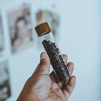 Контейнер для хранения кофейных зерен, стеклянная трубка с деревянным инструментом, пробирки в бутылках для хранения зерна, деревянные герметичные канистры, инструмент для бариста, подарок 30ML