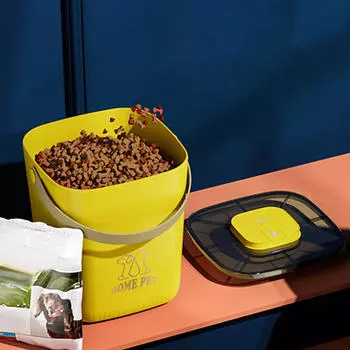 Контейнер для хранения корма для домашних животных, ведро для кошек, вакуумный контейнер для собак с ручкой, портативный белый