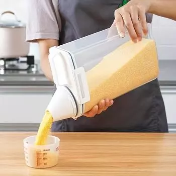 Контейнер для хранения круп большой емкости, влагостойкий, защищенный от насекомых, герметичный дозатор риса для круп, корма для собак, кухонные принадлежности