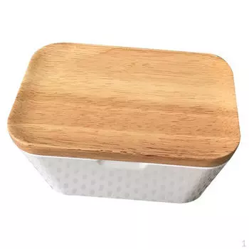 Контейнер для хранения масла с деревянной крышкой для кухонной столешницы или холодильника, термостойкий, 250ml
