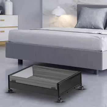 Контейнер для хранения на колесиках с вращающимися на 360° колесами, экономящий место, прочный подкроватный ящик 80cmx42cmx18cm