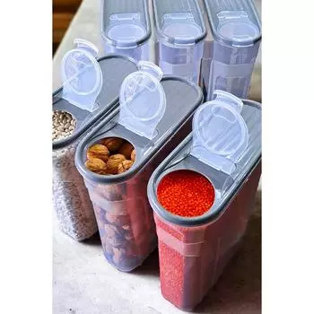 Контейнер для хранения пищевых бобовых (6 литров) Набор коробок для кладовой из 6 роскошных стильных коробок Total Soft Grey, 12 шт.