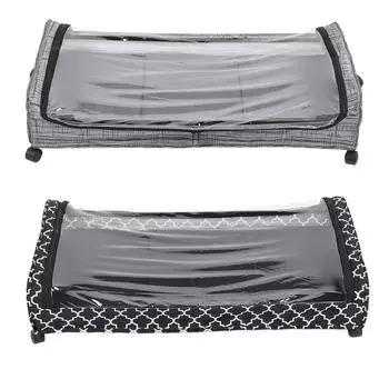 Контейнер для хранения под кроватью, большая вместимость, углеродистая сталь и ткань Оксфорд, выдвижной ящик под кроватью с Houndstooth