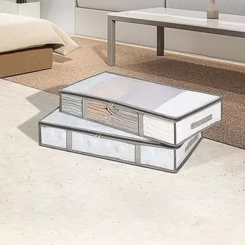 Контейнер для хранения под кроватью Yousheng, застежка-молния, прозрачный дизайн, большая вместимость, пылезащитный ящик для хранения подушек, одеял и одежды 2pcs