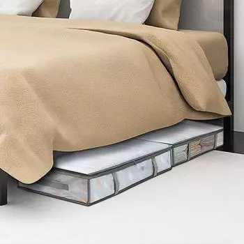 Контейнер для хранения под кроватью, застежка-молния, прозрачный дизайн, большая емкость, пыленепроницаемые подушки 2pcs