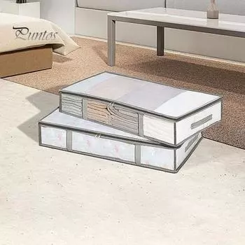 Контейнер для хранения под кроватью, застежка-молния, прозрачный дизайн, большая вместимость, пылезащитный ящик для хранения подушек, одеял и одежды 2pcs