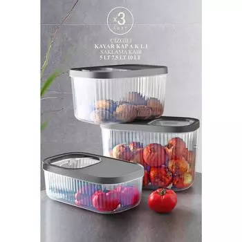 Контейнер для хранения продуктов и бобовых Passion Home, состоящий из 3 частей, универсальный, с выдвижной крышкой 5LT-7,5LT-10LT