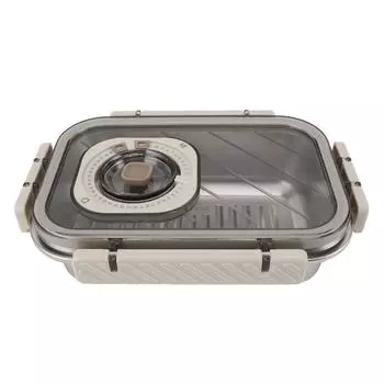 Контейнер для хранения продуктов из нержавеющей стали 304 с крышкой, герметичный ланч-бокс бенто, подходит для холодильника, мути 680ML Beige