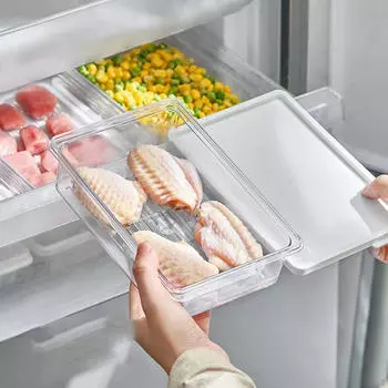 Контейнер для хранения продуктов питания для холодильника с морозильной камерой, легкий органайзер для холодильника 21x14x4cm 650ml
