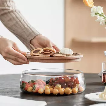 Контейнер для хранения продуктов питания с деревянными фруктами для декора вечеринки в гостиной Small_A