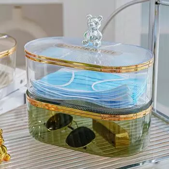 Контейнер для хранения Прозрачный магазин предметов Видимые практичные прихожая Защитная маска для лица Коробка Хозяйственные принадлежности A шампанского