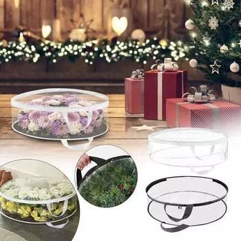 Контейнер для хранения рождественского венка для 24-дюймового искусственного рождественского венка, сумка для хранения гирлянд из ПВХ чёрный