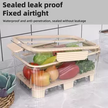 Контейнер для хранения салата, герметичный, прозрачный, контейнер для фруктов, двухъярусная корзина для охлаждения льда, переносной контейнер для фруктов с дренажным поддоном светло-желтого