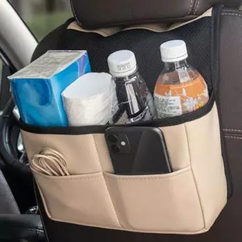 Контейнер для хранения сиденья с несколькими карманами, тонкая строчка, экономия места, износостойкий внутренний органайзер, легкий аккуратный органайзер на спинку автомобильного сиденья чёрный