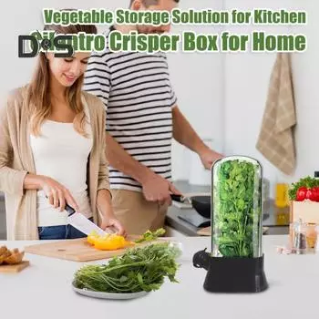 Контейнер для хранения трав Herb Keeper Pods для холодильника Herb Saver Pods Контейнеры для овощей Травы Бутылка для хранения овощей без бисфенола А с резервуаром для воды Свежесть чёрный