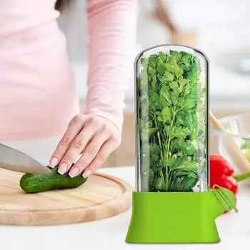 Контейнер для хранения трав Herb Keeper Pods для холодильника Herb Saver Pods Контейнеры для овощей Травы Бутылка для хранения овощей без бисфенола А с резервуаром для воды Свежесть чёрный