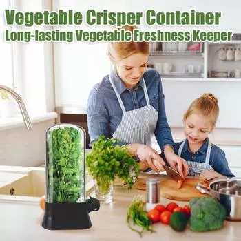 Контейнер для хранения трав Herb Keeper Pods для холодильника Herb Saver Pods Контейнеры для овощей Травы Бутылка для хранения овощей без бисфенола А с резервуаром для воды Свежесть чёрный