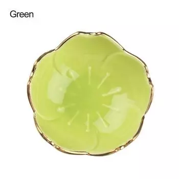 Контейнер для хранения Уксусница Тарелка для приправ Керамическая Тарелка в виде цветка Керамическая тарелка Соусник для масла Чаша зелёный