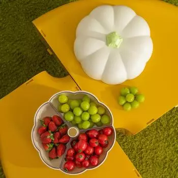 Контейнер для хранения вилок в виде тыквы, держатель для закусок в виде тыквы на Хэллоуин с крышкой, разделенный поднос для фруктов, 3 отделения для конфет