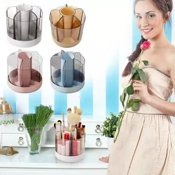 Контейнер для хранения вращающихся кистей для макияжа, офисный настольный контейнер для хранения ручек светло-синий