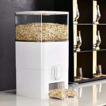 Контейнер для хранения зерна ведра для риса, герметичный дозатор на 6 л, коробка для домашнего корма для собак белый