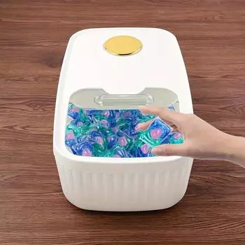 Контейнер для капсул с выдвижной крышкой, контейнер для хранения капсул для прачечной, контейнер для организации прачечной, отлично подходит для стирки белый