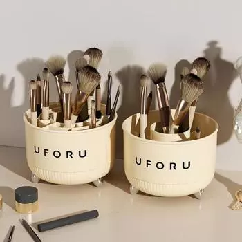 Контейнер для кистей для макияжа, большой объем отсека для хранения, пластиковый вращающийся на 360 градусов ящик для хранения кистей для макияжа, товары для дома L