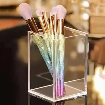 Контейнер для кистей для макияжа Прозрачный акриловый ковш для кистей для общежития Кисть для бровей Помада Комод Настольный косметический ящик