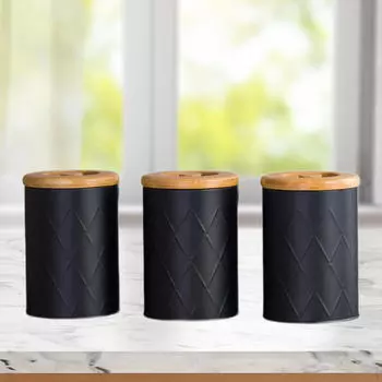 Контейнер для кофе, чая, сахара, набор для кухни, декор, многоцелевой, герметичный для столешницы чёрный