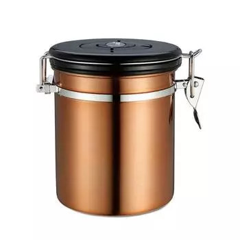 Контейнер для кофейных зерен, чая, 1,5/1,8 л, вентиляционный клапан, банка для хранения из нержавеющей стали L чёрный