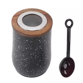 Контейнер для кофейных зерен из герметичной нержавеющей стали, видимый, 800 мл, с ложкой, контейнер для кофейных зерен Black Spray Dot