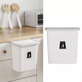 Контейнер для компоста для кухонной стойки или небольшой мусорный бак с крышкой, подвесное ведро для мусора, монтируемое светло-серый