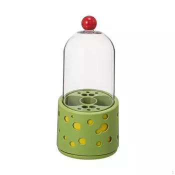 Контейнер для косметических кистей с крышкой, вращающийся органайзер для макияжа на туалетный столик зелёный