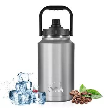 Контейнер для льда ASAKA объемом 4 литра, большой емкости для воды, льда, тепла и холода, совместимый со спортом, поставляется с широким домашним серебряным кувшином, бутылкой, контейнером, серебряный