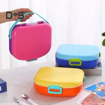 Контейнер для ланча Bento Lunch Box с 4 отделениями, 1300 мл, герметичный, можно мыть в посудомоечной машине, не содержит бисфенол-А, контейнер для хранения продуктов с ложкой и вилкой для детей и взрослых розовый