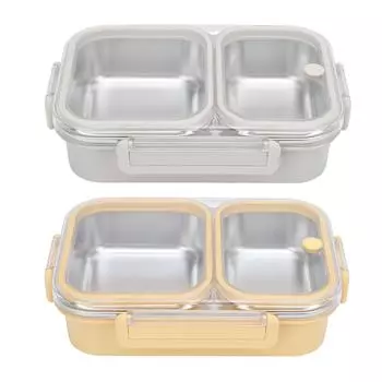 Контейнер для ланча из нержавеющей стали герметичный, не пропускающий запахи, 2 отделения, портативный, квадратный, 1,2 л Yellow